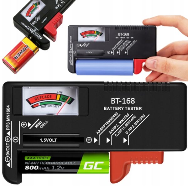 Analogais akumulatora mērītāja testeris R6 / R3 / R14 / R20 / CR/ R9