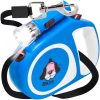 Automātiska izvelkama pavada suņiem un kaķiem ar slēdzeni un LED lukturīti līdz 15 kg, 5 m - zila
