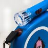Automātiska izvelkama pavada suņiem un kaķiem ar slēdzeni un LED lukturīti līdz 15 kg, 5 m - zila