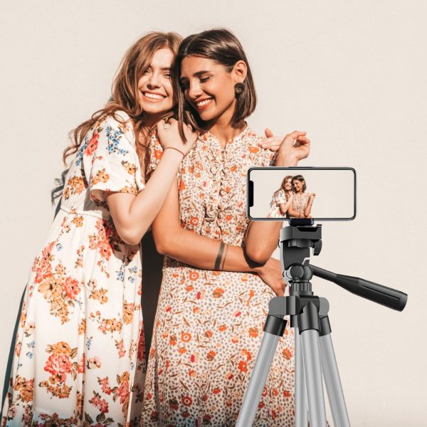 Salokāms statīva statīvs telefonam, 1/4 collu vītne, BT tālvadības pults, 35–103 cm