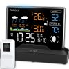 Bezvadu meteoroloģiskā stacija, pulkstenis, termometrs, higrometrs, barometrs, 1 sensors, 80 m, LCD