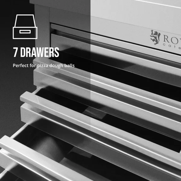 Gastronomiskais skapis picas mīklai ar apmali, 7 atvilktnes, 50 x 70 cm