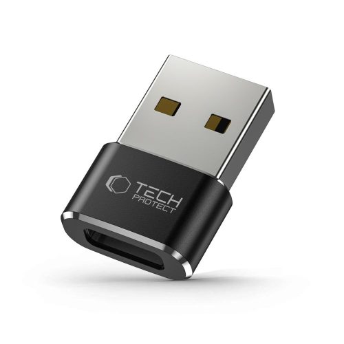 USB-A (vīriešu) - USB-C (sieviešu) adapteris - melns