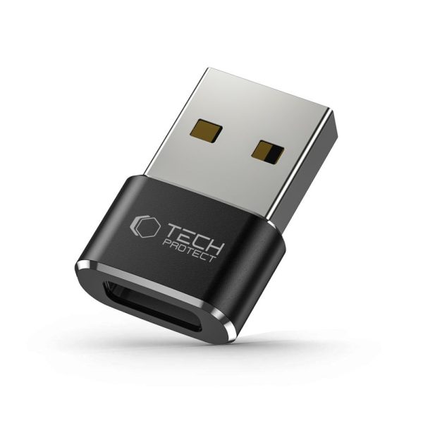 USB-A (vīriešu) - USB-C (sieviešu) adapteris - melns