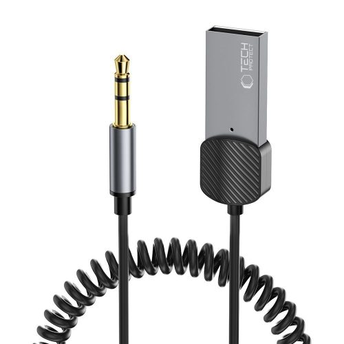 AUX audio adapteris ar mini ligzdu 3,5 mm (vīriešu) - Bluetooth - pelēks