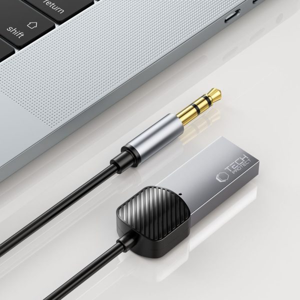 AUX audio adapteris ar mini ligzdu 3,5 mm (vīriešu) - Bluetooth - pelēks