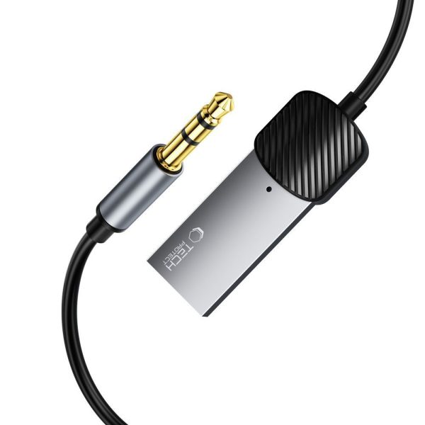 AUX audio adapteris ar mini ligzdu 3,5 mm (vīriešu) - Bluetooth - pelēks
