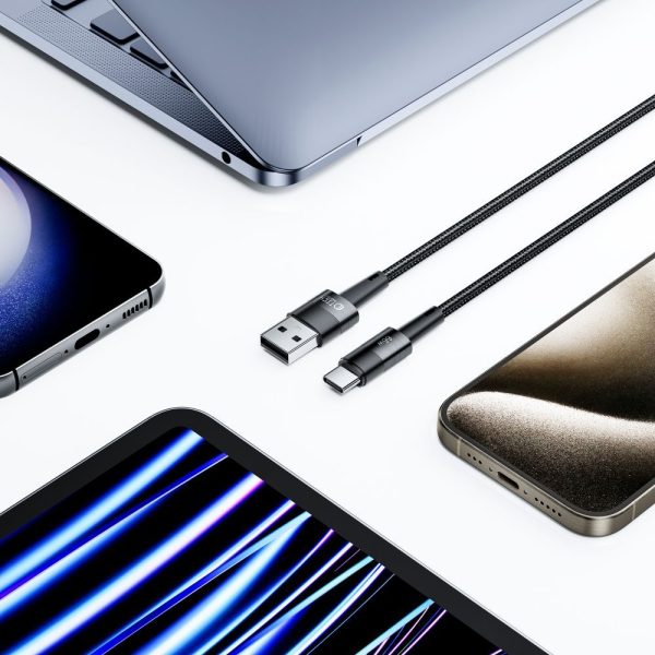 USB-C - USB-A 66W 6A 0,25 m kabelis - pelēks