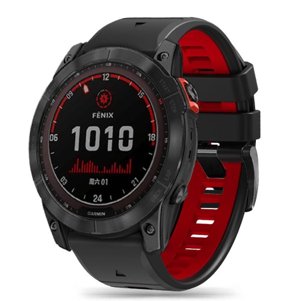 Garmin Fenix 3 / 5X / 3HR / 5X Plus / 6X / 6X Pro / 7X pulksteņa siksniņa - melna un sarkana