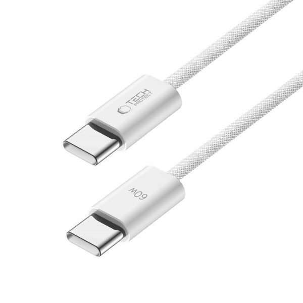 USB-C PD 60W 3A 1m kabelis - balts