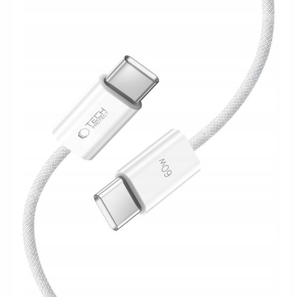 USB-C PD 60W 3A 1m kabelis - balts