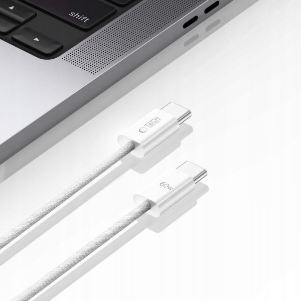 USB-C PD 60W 3A 1m kabelis - balts