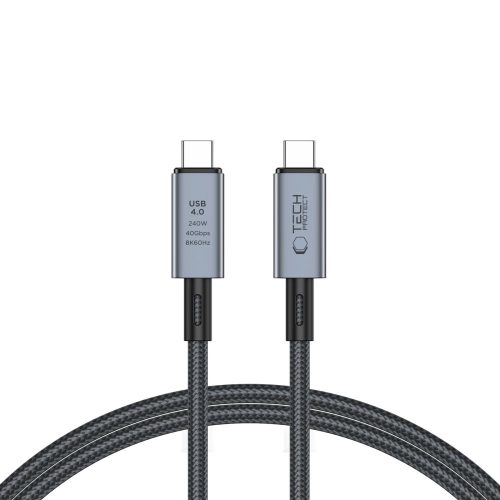 Ātrdarbīgs USB-C 4.0 PD 240W 8K 40Gbps 1m kabelis - pelēks