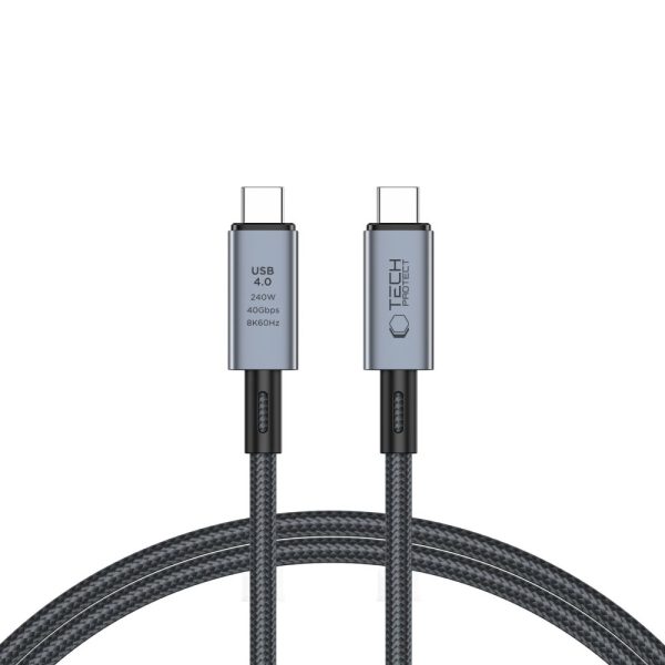 Ātrdarbīgs USB-C 4.0 PD 240W 8K 40Gbps 1m kabelis - pelēks
