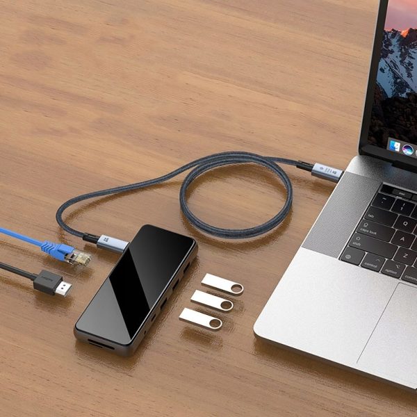 Ātrdarbīgs USB-C 4.0 PD 240W 8K 40Gbps 1m kabelis - pelēks