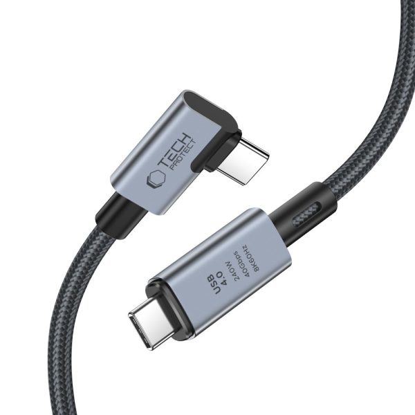 Kabelis leņķveida un taisns USB-C 4.0 PD 240W 8K 40Gbps 1.5m - pelēks