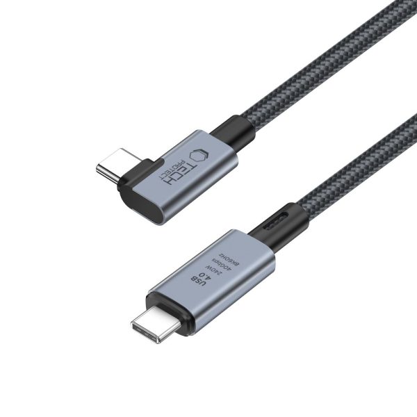 Kabelis leņķveida un taisns USB-C 4.0 PD 240W 8K 40Gbps 1.5m - pelēks