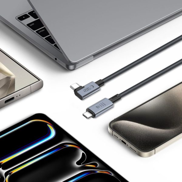 Kabelis leņķveida un taisns USB-C 4.0 PD 240W 8K 40Gbps 1.5m - pelēks
