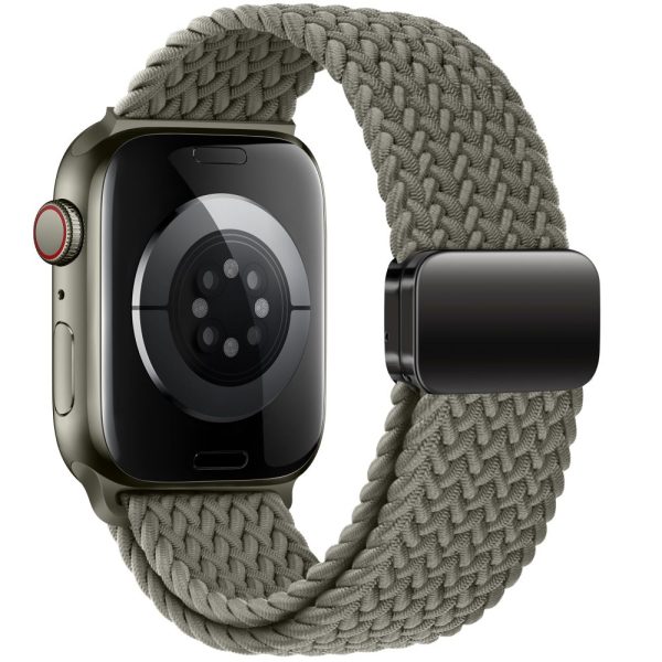 Apple Watch Band 4 / 5 / 6 / 7 / 8 / 9 / SE / Ultra 1 / 2 (42 / 44 / 45 / 49 mm) neilona magnēts - zaļš