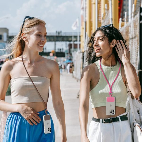 Telefona maciņa kakla siksniņa ar regulējamu siksniņu 80 cm - melna