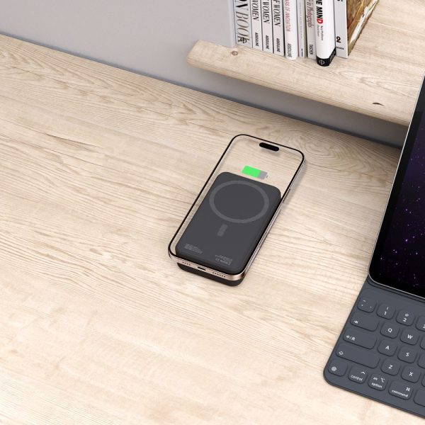 Powerbank 20000mAh ar MagSafe USB-C kabeli 30cm - melns