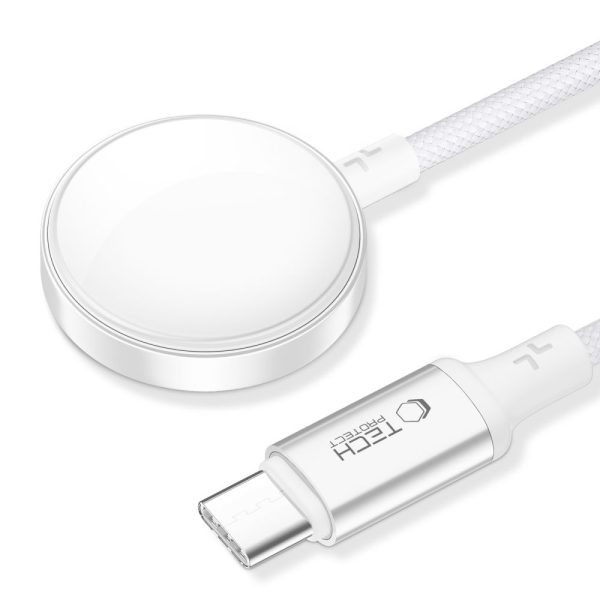 Induktīvā lādētāja adapteris Apple Watch pulksteņam USB-C 3W 1m - balts