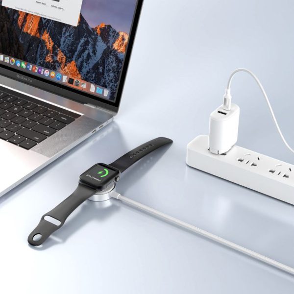Induktīvā lādētāja adapteris Apple Watch pulksteņam USB-C 3W 1m - balts