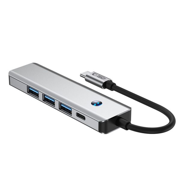 5in1 centrmezgla adapteris USB-C PD USB-A HDMI 4K 60Hz 100W - pelēks