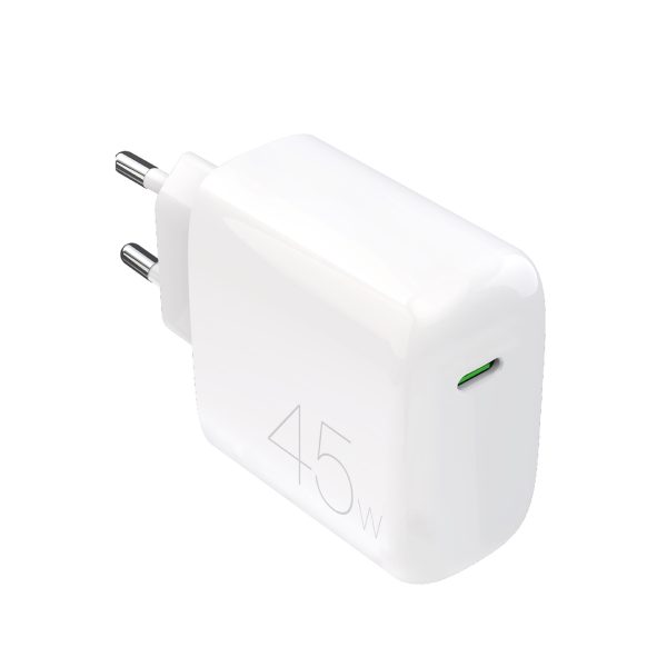 Kompakts USB-C 45W sienas lādētājs - balts