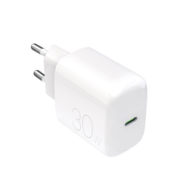30 W USB-C sienas lādētājs — balts