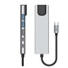 6in1 centrmezgla adapteris USB-C USB-A HDMI RJ45 4K 30Hz PD 100W - pelēks