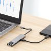 6in1 centrmezgla adapteris USB-C USB-A HDMI RJ45 4K 30Hz PD 100W - pelēks