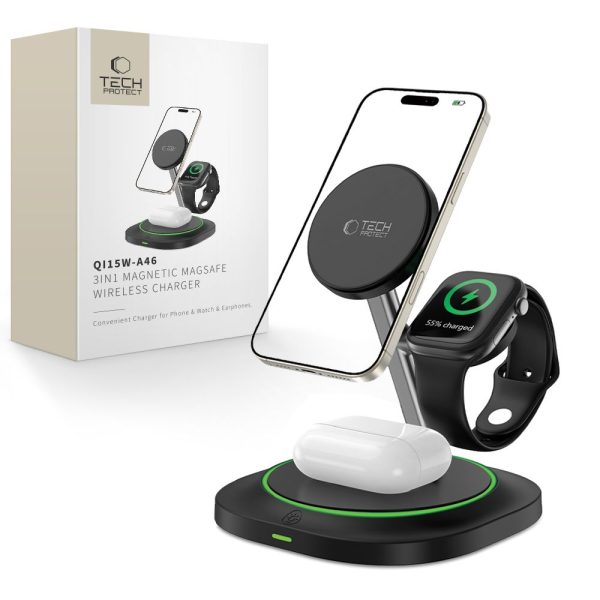 1029481-1-ladowarka-indukcyjna-3w1-do-smartfona-smartwatcha-tech-protect-hurtownia-dropshipping.jpg 3-in-1 induktīvais lādētājs viedtālrunim, viedpulkstenim un austiņām Magnetic MagSafe - melns