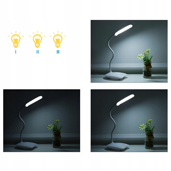 Skārienjutīga skolas galda lampa lasīšanai un mācībām, 3 spilgtuma līmeņi, 14 LED USB