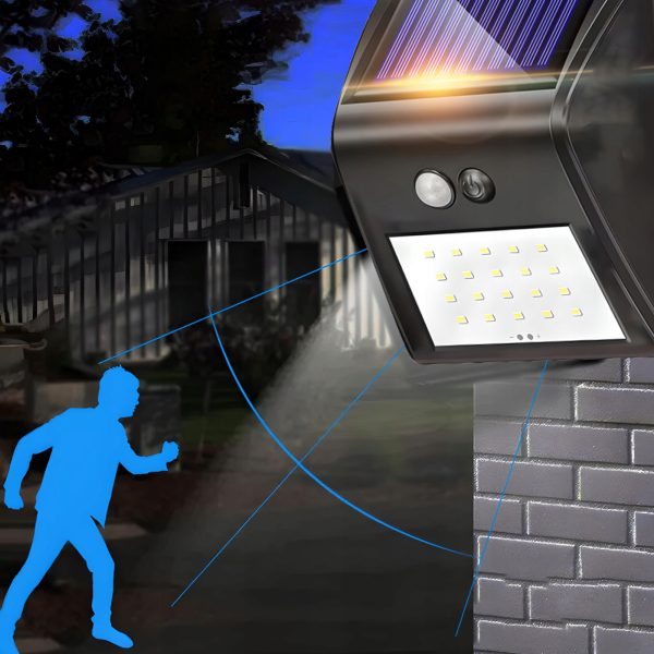 Āra saules dārza lampa ar krēslas kustības sensoriem, 20 LED diodes