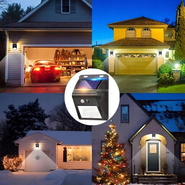 Āra saules dārza lampa ar krēslas kustības sensoriem, 20 LED diodes