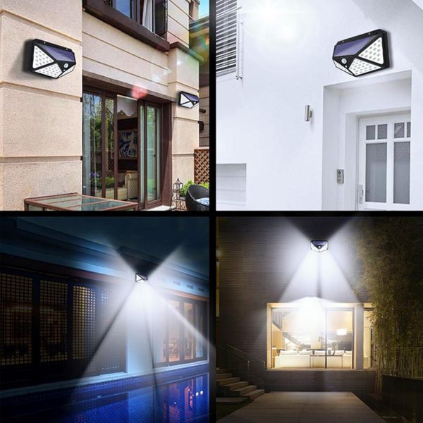Saules āra dārza lampa ar krēslas kustības sensoriem, 100 LED