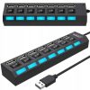 USB-A centrmezgla sadalītājs ar apgaismotiem slēdžiem, 7 porti