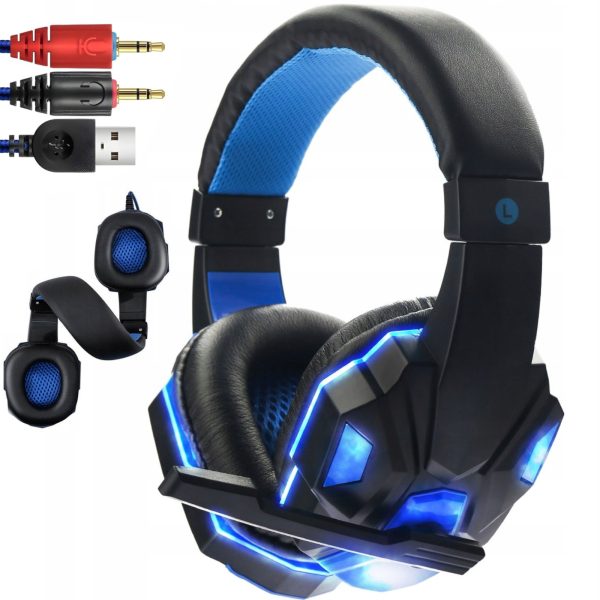 Vadu spēļu austiņas ar mikrofonu spēlētājiem, USB LED