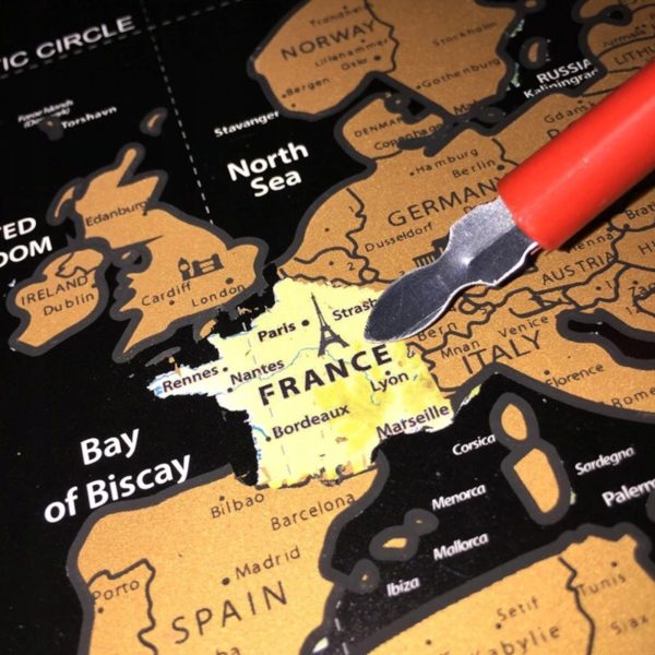 Nokasāms ceļojumu plakāts pasaules karte 82 x 59 - melns un zelta krāsā