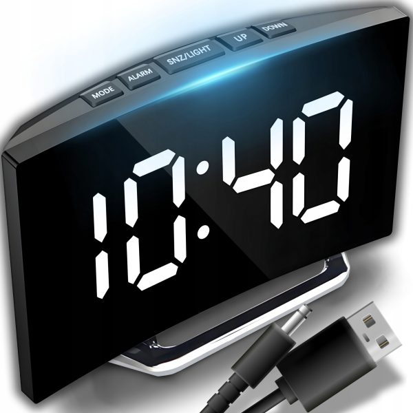 Elektronisks modinātājs ar termometru, datumu, LED spoguli
