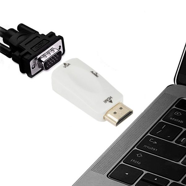 HDMI - VGA DSUB pārveidotāja adapteris - balts