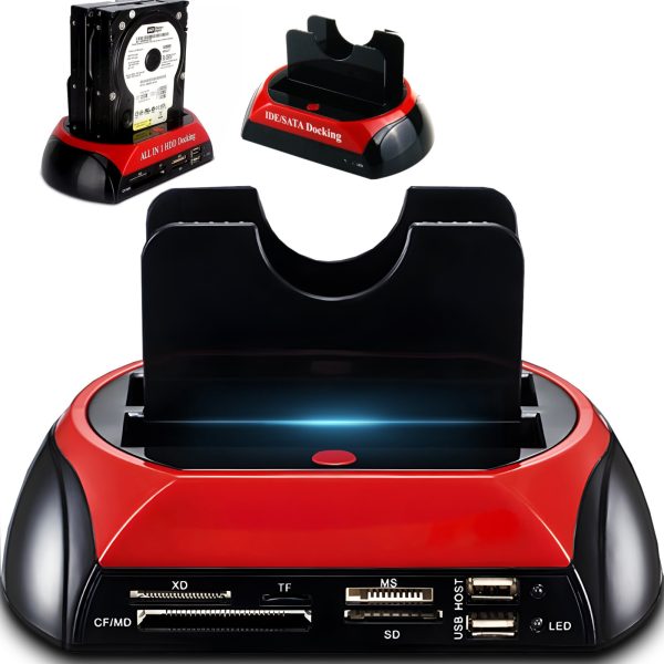 Dokstacija 2 HDD SSD SATA IDE 2.5'' 3.5'' USB diskdziņiem