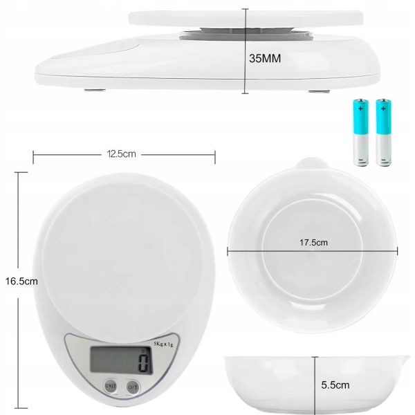 Elektroniskie virtuves svari ar bļodu 5000g / 1g