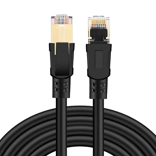 Tīkla kabelis interneta plāksteris RJ45 CAT8 1 m melns