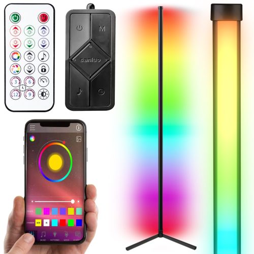 Stūra stāvlampa ar tālvadības pulti, 256 krāsas, RGB LED, 150 cm