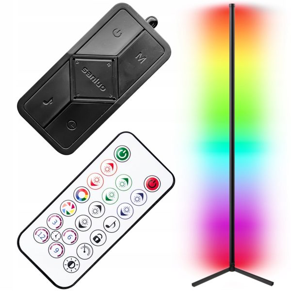 Stūra stāvlampa ar tālvadības pulti, 256 krāsas, RGB LED, 150 cm