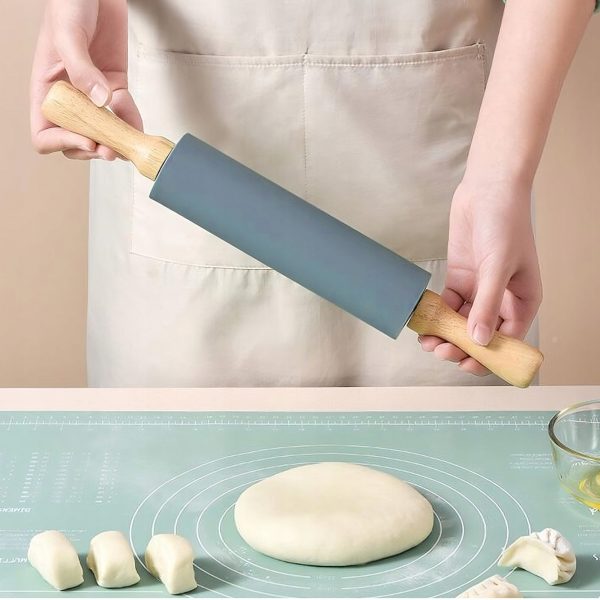 Silikona virtuves mīklas rullis 38 cm - pelēks