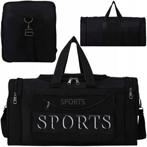 Sporta ceļojumu plecu soma ar 3 kabatām - melna