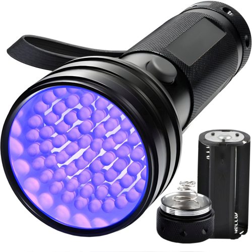Taktiskais metāla UV lukturītis, darbināms ar baterijām, 51 LED
